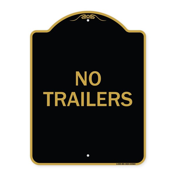 Signmission Designer Series Sign-No Trailers, Black & Gold Aluminum Architectural Sign, 18" x 24", BG-1824-23563 A-DES-BG-1824-23563 - main